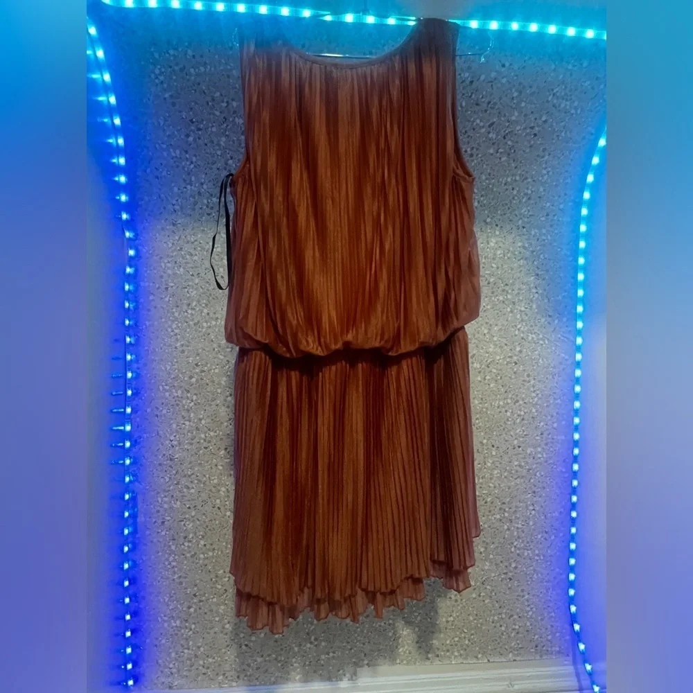Atmosphere Orange Smocked Pleated Mini Sundress